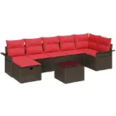 vidaXL Tuinbank Set 8 st Poly rattan