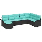 vidaXL Tuinbank Set 8 st Poly rattan