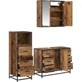 vidaXL Badkamermeubel Set 3 st Oud Hout 80 x 33 x 60 cm Bewerkt hout