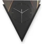 OEM Driehoekige 3D-wandklok in modern metaal, zwart-goud, met radiobesturing