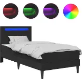 vidaXL Bedframe met LED-stripverlichting Zwart 90 x 200 cm Kunstleer