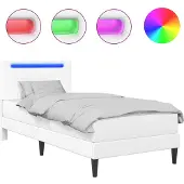 vidaXL Bedframe met LED-stripverlichting Wit 90 x 190 cm Kunstleer