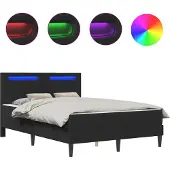 vidaXL Bedframe met LED-stripverlichting Zwart 140 x 200 cm Kunstleer