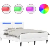 vidaXL Bedframe met LED-stripverlichting Wit 140 x 200 cm Kunstleer
