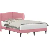 vidaXL Bedframe met hoofdeinde Roze 140 x 190 cm Fluweel