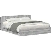 vidaXL Bedframe met opbergruimte en hoofdbord met lade Grijs Sonoma