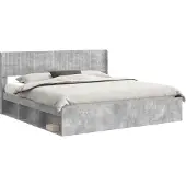 vidaXL Bedframe met opbergruimte en hoofdbord Betongrijs 180 x 200 cm