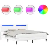 vidaXL Bedframe met LED-stripverlichting Wit 180 x 200 cm Kunstleer