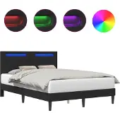 vidaXL Bedframe met LED-stripverlichting Zwart 140 x 190 cm Kunstleer