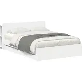 vidaXL Bedframe met opbergruimte en hoofdbord Wit 150 x 200 cm