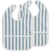 Meyco Baby Fat Stripe Slab Met Opvangbakje - 2-pack - Jeans Blue