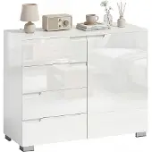 HOMCOM Sideboard-MDF-100L x 40B x 80H cm-Hochglanzweiß