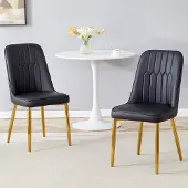 MODFU Eetkamerstoel set van 2, PU-kunstleer, metalen poten, modern ontwerp