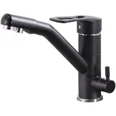 OEM Draaibare driewegkraan, 360°, flexibele uitloop, zwart, 3/8 inch