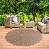 Muratap Sahara japandi rond buitenkleed jute-look weerbestendig vloerkleed zwart-