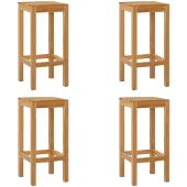 vidaXL Barkruk 4 pcs Naturel Massief Teakhout