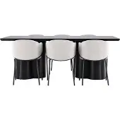 Ebuy24 Olivia eethoek tafel 100x210cm en 6 velours stoelen met armleuningen zwart.
