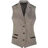 TruClothing Dames Tweed jaren 1920 visgraat lichtgrijs gilet