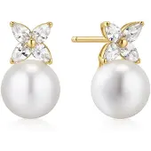 Ania Haie Gold Pearl Clover Stud Earrings E