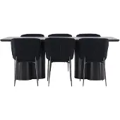 Ebuy24 Olivia eethoek tafel 100x210cm en 6 teddy stoelen zwart.