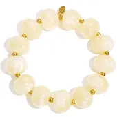 Yehwang Elastieke kralenarmband met grote kralen - Gebroken Wit