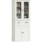 HOMCOM Keukenvoorraadkast-MDF-76L x 40B x 182,5H cm-Crèmewit