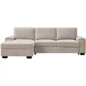 Vente-unique Linkse hoekslaapbank van beige getextureerde stof EMBAPO
