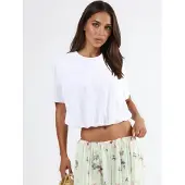 Busem Korte Mouwen Crop Blouse met Elastiek