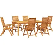 vidaXL Tuin Eettafel Set 7 st Bruin Massief Acacia Hout