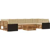 vidaXL Buiten bank set 8 st Natuurlijk en Beige