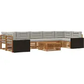 vidaXL Buiten bank set 8 st Naturel en lichtgrijs