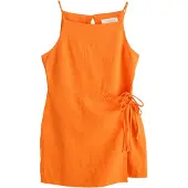 Next - Dames - Playsuit met wikkelrok van linnen - Oranje