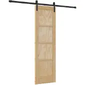 vidaXL Schuifdeur 61 x 198,5 cm Massief grenenhout Naturel en Zwart
