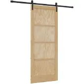 vidaXL Schuifdeur Naturel en Zwart 86 x 211 cm Massief grenenhout
