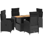 vidaXL Buiten Eettafel Set 5 st Zwart