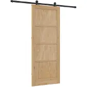 vidaXL Schuifdeur Naturel en Zwart 86 x 211 cm Massief grenenhout