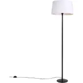 QAZQA Zwarte vloerlamp met linnen kap wit 45 cm - Simplo