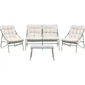 Beliani MOLVENO - Loungeset 4-zits - Groen/Beige - Staal