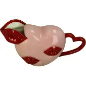 HD Collection Vaas Hart Roze Keramiek 27x10,5x16cm