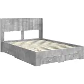 vidaXL Bedframe met opbergruimte en hoofdbord Betongrijs Bewerkt hout