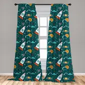 Abakuhaus Ruimteschip Gordijnen – 2x75x225 cm – Mikrofaser – Meerkleurig