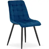Leobert Eetkamerstoel – Fluweel donkerblauw – Zwarte metalen poten – Modern design – SPLIT