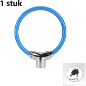 OEM Draagbaar, waterdicht blauw leren fietsslot met metalen kabel en sleutel.