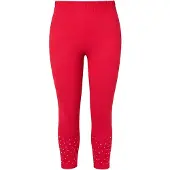 Miamoda - Dames - Legging skinny fit glittersteentjes - Rood - Maat 46