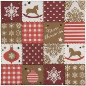 Clayre & Eef Servetten Papier Set van 20 33x33 cm Rood Papier