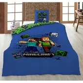 Minecraft Kinderbeddengoed 140x200 cm + Sloop 63x63 cm 100% Polyester