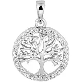 The Jewelry Collection Zilver Gerhodineerde Hanger levensboom zirkonia 1333435