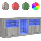 Syfax Dressoir met LED-verlichting 162x37x67 cm grijs sonoma