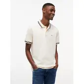 Tommy Hilfiger Shirt 'Tommy Flag Regular Fit Tipped' crème