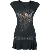 Spiral - Gothic Mini-jurk - Steam Punk Ripped - S tot XL - voor Vrouwen - zwart | Maat S
